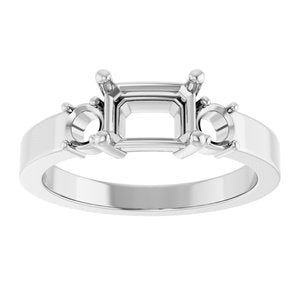18K White Gold 7x5 mm Emerald Ring Mounting – image 6