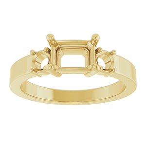 18K Yellow Gold 7x5 mm Emerald Ring Mounting – image 6