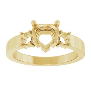 14K Yellow Gold 6.5x6.5 mm Heart Ring Mounting – image 6