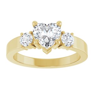 14K Yellow Gold 6.5x6.5 mm Heart Ring Mounting – image 5