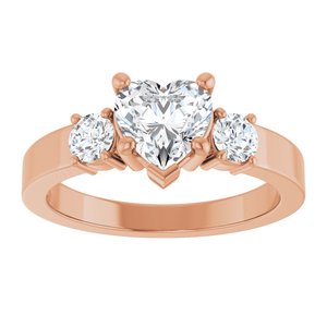 14K Rose Gold 6.5x6.5 mm Heart Ring Mounting – image 5