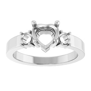 14K White Gold 6.5x6.5 mm Heart Ring Mounting – image 6