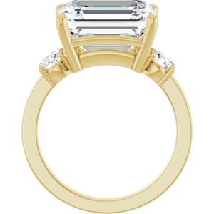 18K Yellow Gold 12x10 mm Emerald Ring Mounting – image 3