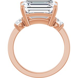 14K Rose Gold 12x10 mm Emerald Ring Mounting – image 3