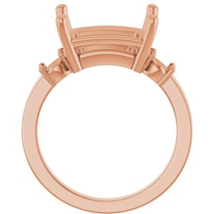 14K Rose Gold 12x10 mm Emerald Ring Mounting – image 4