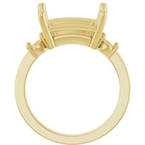 14K Yellow Gold 12x10 mm Emerald Ring Mounting – image 4