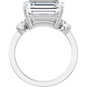 10K White Gold 12x10 mm Emerald Ring Mounting – image 3