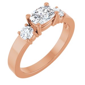 10K Rose Gold 6.5x4.5 mm Elongated Cushion Ring Mounting