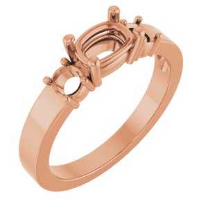 10K Rose Gold 6.5x4.5 mm Elongated Cushion Ring Mounting – image 2