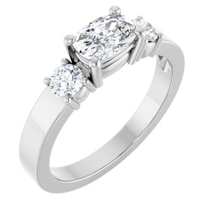 10K White Gold 6.5x4.5 mm Elongated Cushion Ring Mounting
