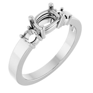 14K X1 White Gold 6.5x4.5 mm Elongated Cushion Ring Mounting – image 2
