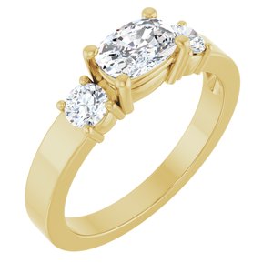 18K Yellow Gold 6.5x4.5 mm Elongated Cushion Ring Mounting