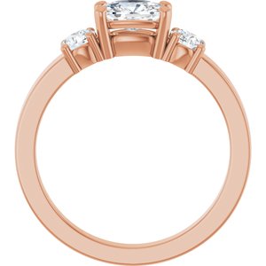 10K Rose Gold 6.5x4.5 mm Elongated Cushion Ring Mounting – image 3