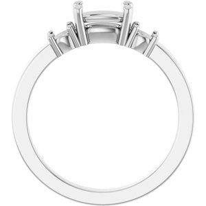 18K White Gold 6.5x4.5 mm Elongated Cushion Ring Mounting – image 4
