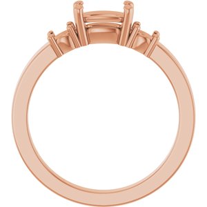 10K Rose Gold 6.5x4.5 mm Elongated Cushion Ring Mounting – image 4