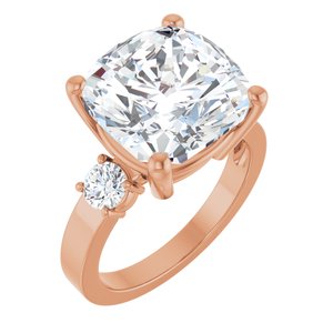 14K Rose Gold 12x12 mm Cushion Ring Mounting