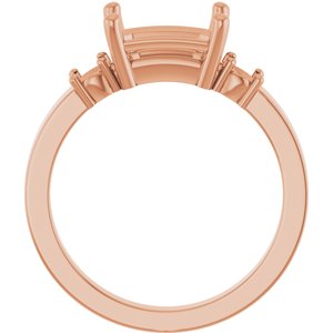 14K Rose Gold 8.5x6.5 mm Emerald Ring Mounting – image 4