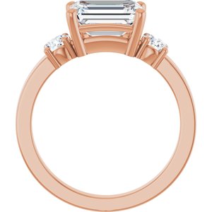 14K Rose Gold 8.5x6.5 mm Emerald Ring Mounting – image 3