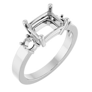 18K White Gold 8.5x6.5 mm Emerald Ring Mounting – image 2