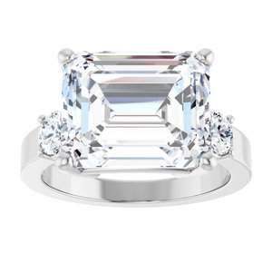 10K White Gold 12x10 mm Emerald Ring Mounting – image 5