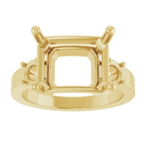 18K Yellow Gold 12x10 mm Emerald Ring Mounting – image 6