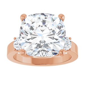 10K Rose Gold 12x12 mm Cushion Ring Mounting – image 5