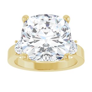 10K Yellow Gold 12x12 mm Cushion Ring Mounting – image 5