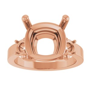 14K Rose Gold 12x12 mm Cushion Ring Mounting – image 6