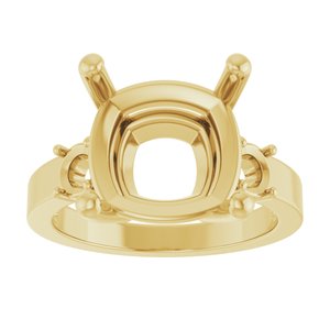 10K Yellow Gold 12x12 mm Cushion Ring Mounting – image 6