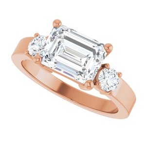 14K Rose Gold 8.5x6.5 mm Emerald Ring Mounting – image 8