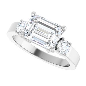 14K X1 White Gold 8.5x6.5 mm Emerald Ring Mounting – image 8