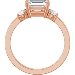 10K Rose Gold 7x5 mm Emerald Ring Mounting – image 3
