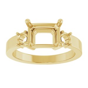 14K Yellow Gold 8.5x6.5 mm Emerald Ring Mounting – image 6