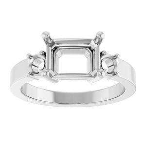 Sterling Silver 8.5x6.5 mm Emerald Ring Mounting – image 6