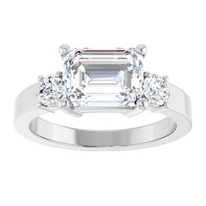 18K White Gold 8.5x6.5 mm Emerald Ring Mounting – image 5