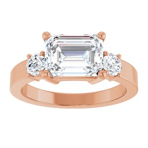 14K Rose Gold 8.5x6.5 mm Emerald Ring Mounting – image 5
