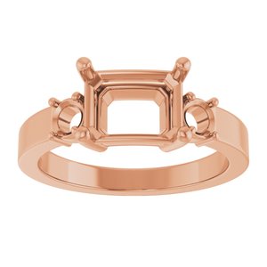14K Rose Gold 8.5x6.5 mm Emerald Ring Mounting – image 6