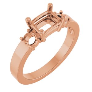 14K Rose Gold 7x5 mm Emerald Ring Mounting – image 2