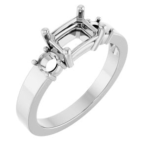 14K X1 White Gold 7x5 mm Emerald Ring Mounting – image 2