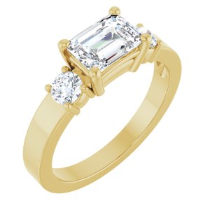 10K Yellow Gold 7x5 mm Emerald Ring Mounting