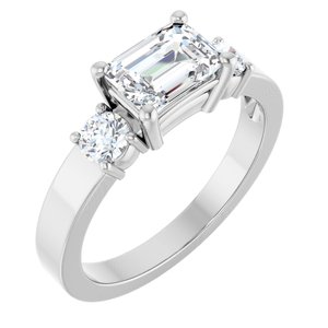 Sterling Silver 7x5 mm Emerald Ring Mounting