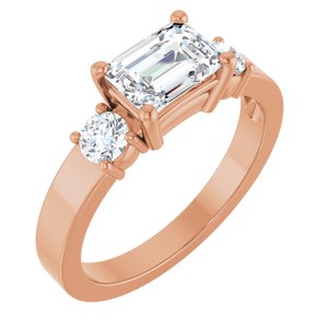 18K Rose Gold 7x5 mm Emerald Ring Mounting