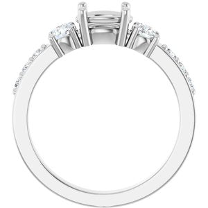 Sterling Silver 7x5 mm Oval 1/2 CTW Natural Diamond Semi-Set Ring – image 4