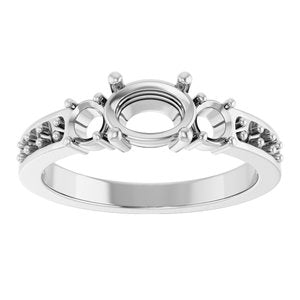 10K White Gold 7x5 mm Oval Ring Mounting – image 6