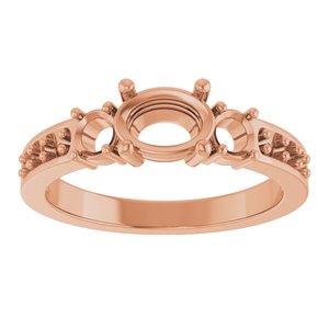 14K Rose Gold 7x5 mm Oval Ring Mounting – image 6