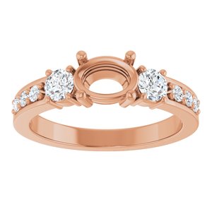 14K Rose Gold 7x5 mm Oval 1/2 CTW Natural Diamond Semi-Set Ring – image 6