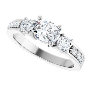 10K White Gold 7x5 mm Oval Ring Mounting – image 8