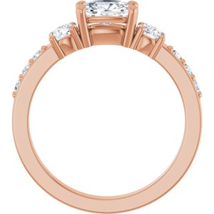 10K Rose Gold 6.5x4.5 mm Elongated Cushion Ring Mounting – image 3