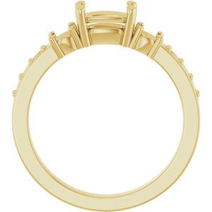 14K Yellow Gold 6.5x4.5 mm Elongated Cushion Ring Mounting – image 4
