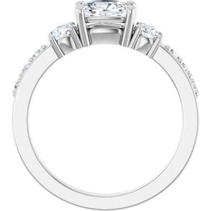 18K White Gold 6.5x4.5 mm Elongated Cushion Ring Mounting – image 3